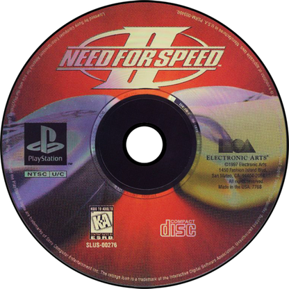 Need for Speed II Greatest Hits PlayStation 1 PS1 video game, arcade racing, exotic sports cars, classic racing gameplay, retro console title disc