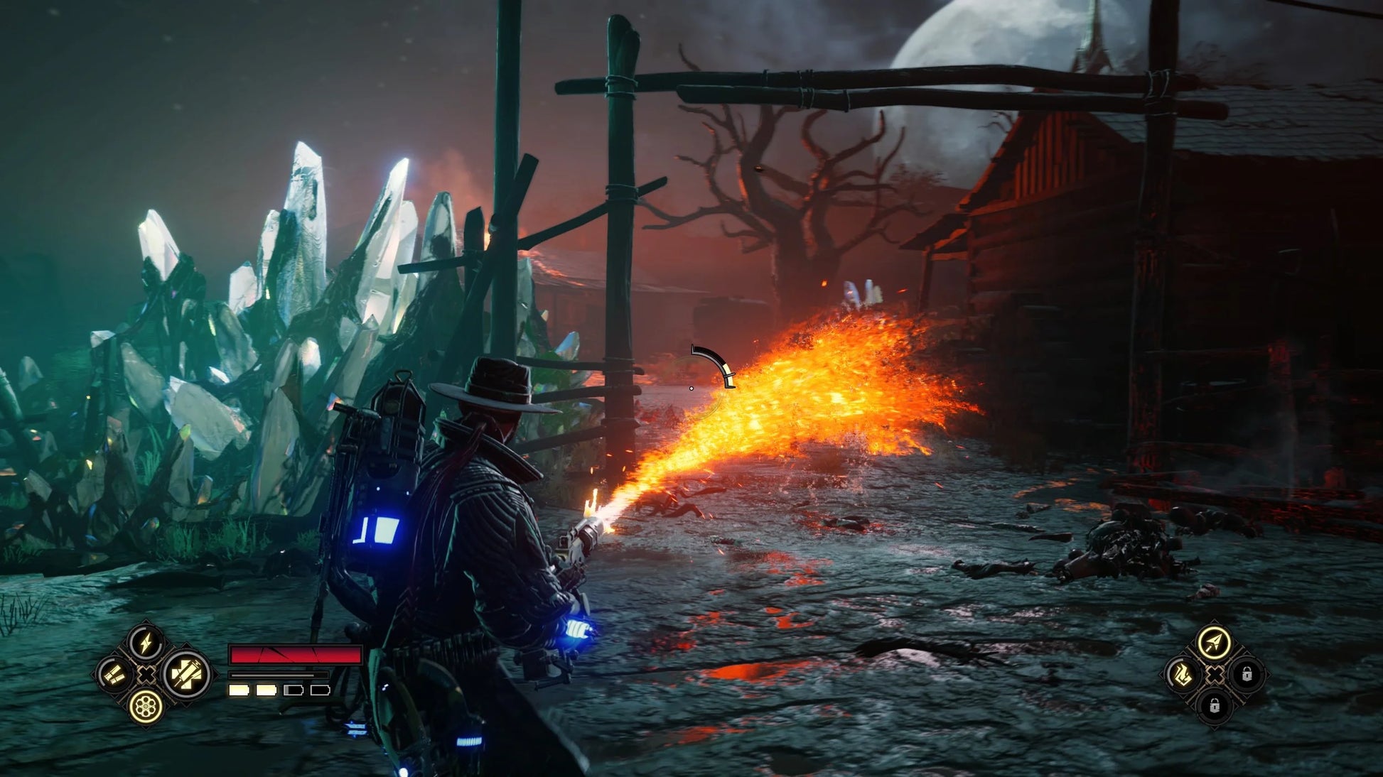 Evil West PlayStation 5 third-person action vampire hunting supernatural Wild West setting brutal combat gadgets co-op mode Focus Entertainment gameplay screenshot