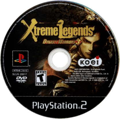 Dynasty Warriors 3: Xtreme Legends disc for PlayStation 2 (PS2) historical action hack-and-slash expansion video game
