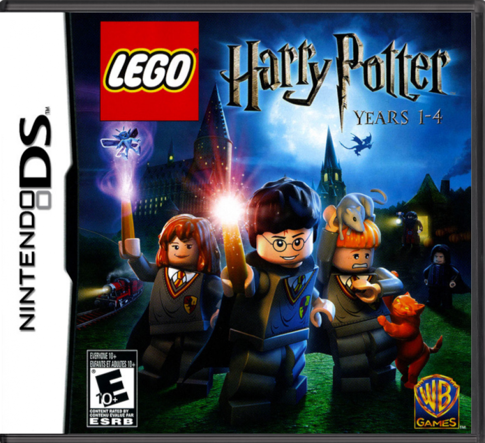 LEGO Harry Potter Years 1-4 retro Nintendo DS video game LEGO Harry Potter fantasy adventure puzzle solving magic spells wizard school cooperative gameplay handheld console title Nintendo DS release cover art