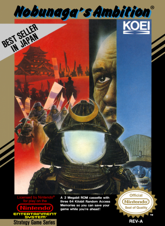 Nobunaga's Ambition cover art for Nintendo Entertainment System (NES) retro video game