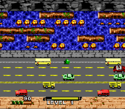Frogger gameplay image for Super Nintendo Entertainment System (SNES) retro video game 