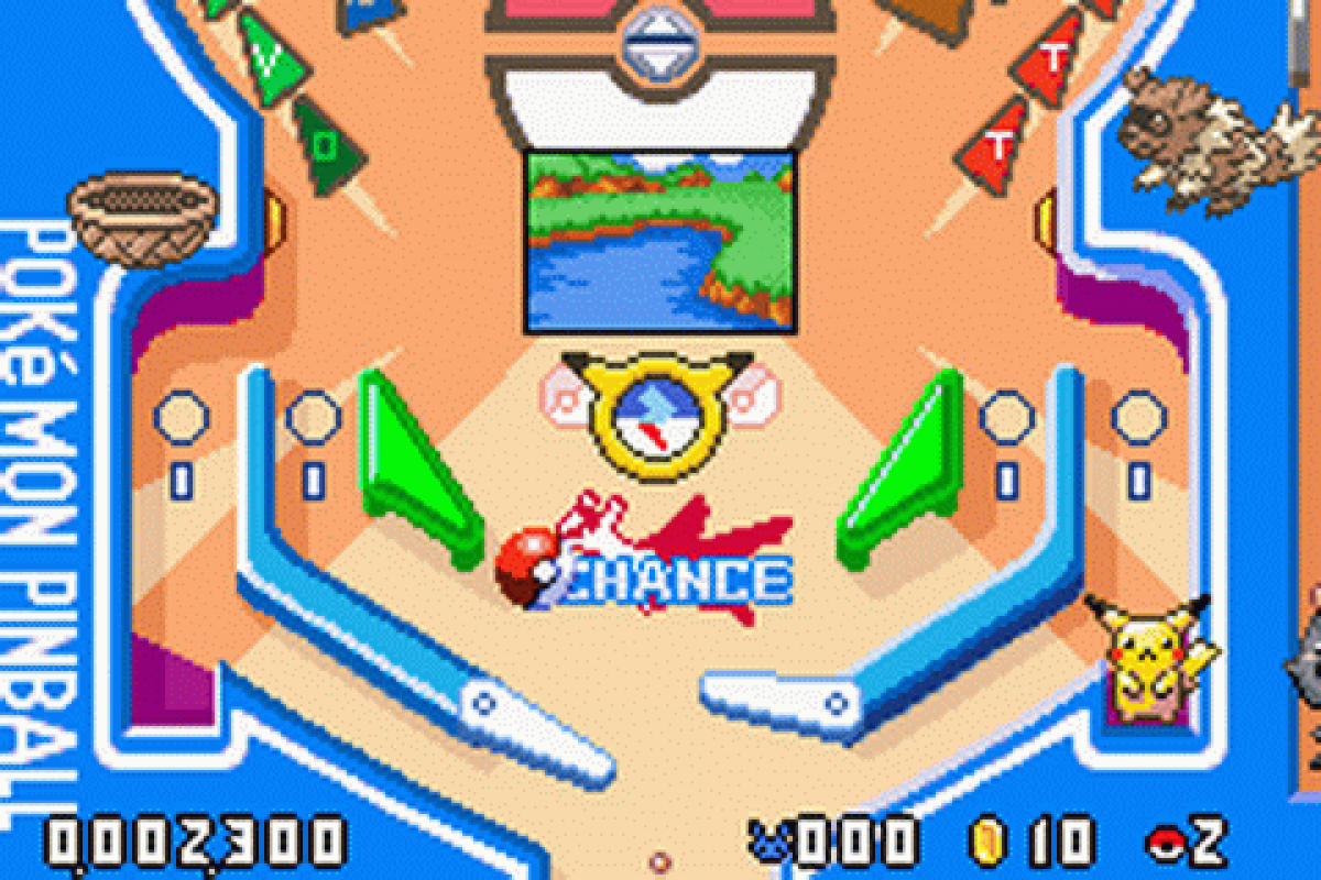 Pokémon Pinball Ruby and Sapphire for Game Boy Advance pinball arcade game featuring Pokémon catching mechanics Ruby and Sapphire themed tables rumble gameplay collectible Pokémon gameplay