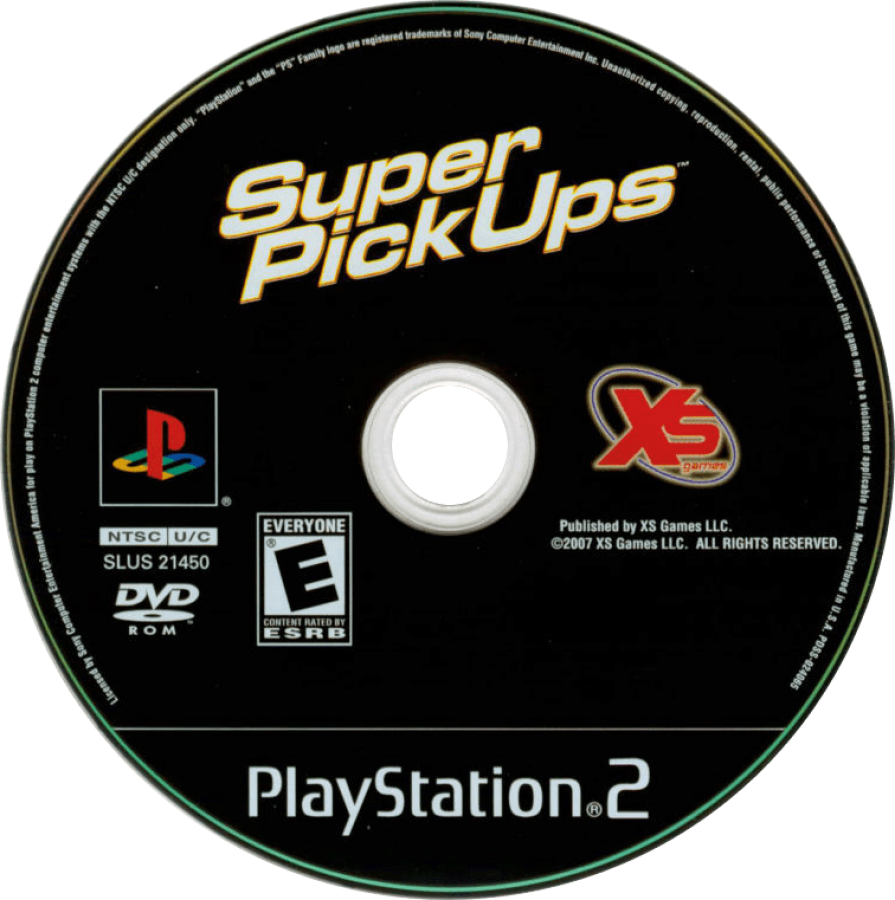 Super Pickups – PlayStation 2 (PS2) video game disc, arcade racing.