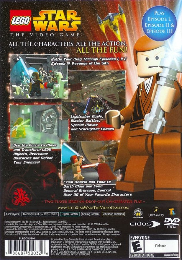 LEGO Star Wars The Video Game Greatest Hits retro PlayStation 2 video game LEGO Star Wars action adventure puzzle solving cooperative gameplay Star Wars universe console title PlayStation 2 release back of case