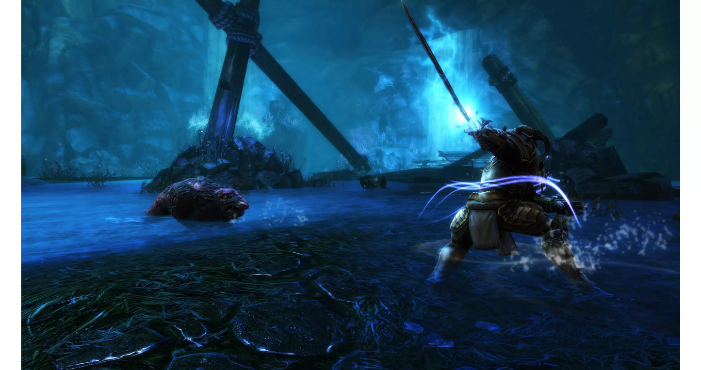 Kingdoms of Amalur Re-Reckoning for PlayStation 4, gameplay for an action role-playing video game with fantasy combat, open-world exploration, character customization, and epic adventure gameplay