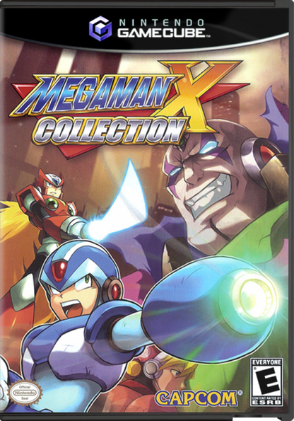 Mega Man X Collection cover art for GameCube (GC) action platformer video game compilation