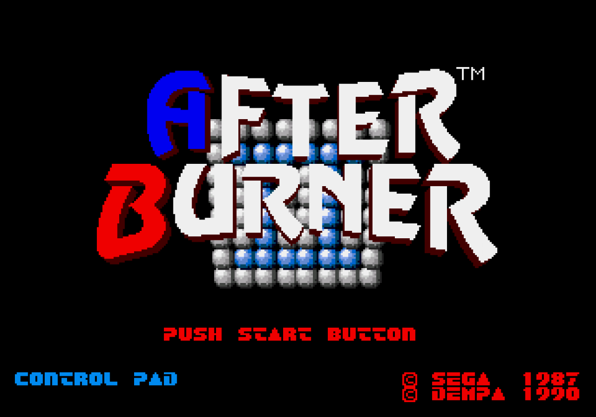 After Burner II Sega Genesis retro video game rail shooter title screen (1990)