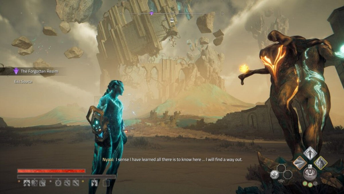Atlas Fallen Limited Edition Case PlayStation 5 action RPG sand-surfing across fantasy desert landscapes gauntlet-powered combat shapeshifting weapons co-op multiplayer aerial traversal sun-scorched world lore-driven quests defeating wraiths Focus Entertainment gameplay screenshot
