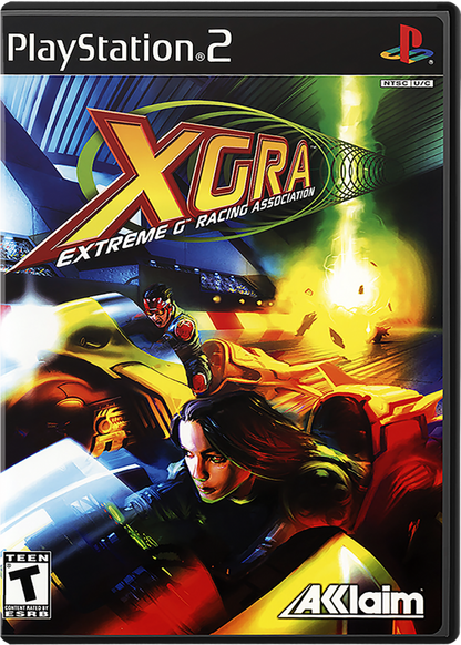 XGRA: Extreme G Racing Association – PlayStation 2 (PS2) video game cover image, futuristic racing.