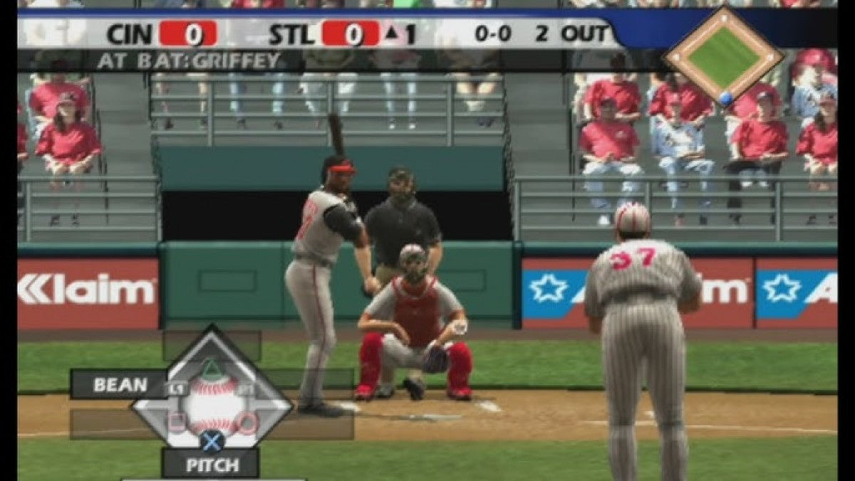 MLB 2005 gameplay PlayStation 2 (PS2) featuring realistic baseball simulation with official teams, players, and immersive stadium gameplay.