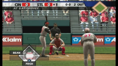 MLB 2005 gameplay PlayStation 2 (PS2) featuring realistic baseball simulation with official teams, players, and immersive stadium gameplay.