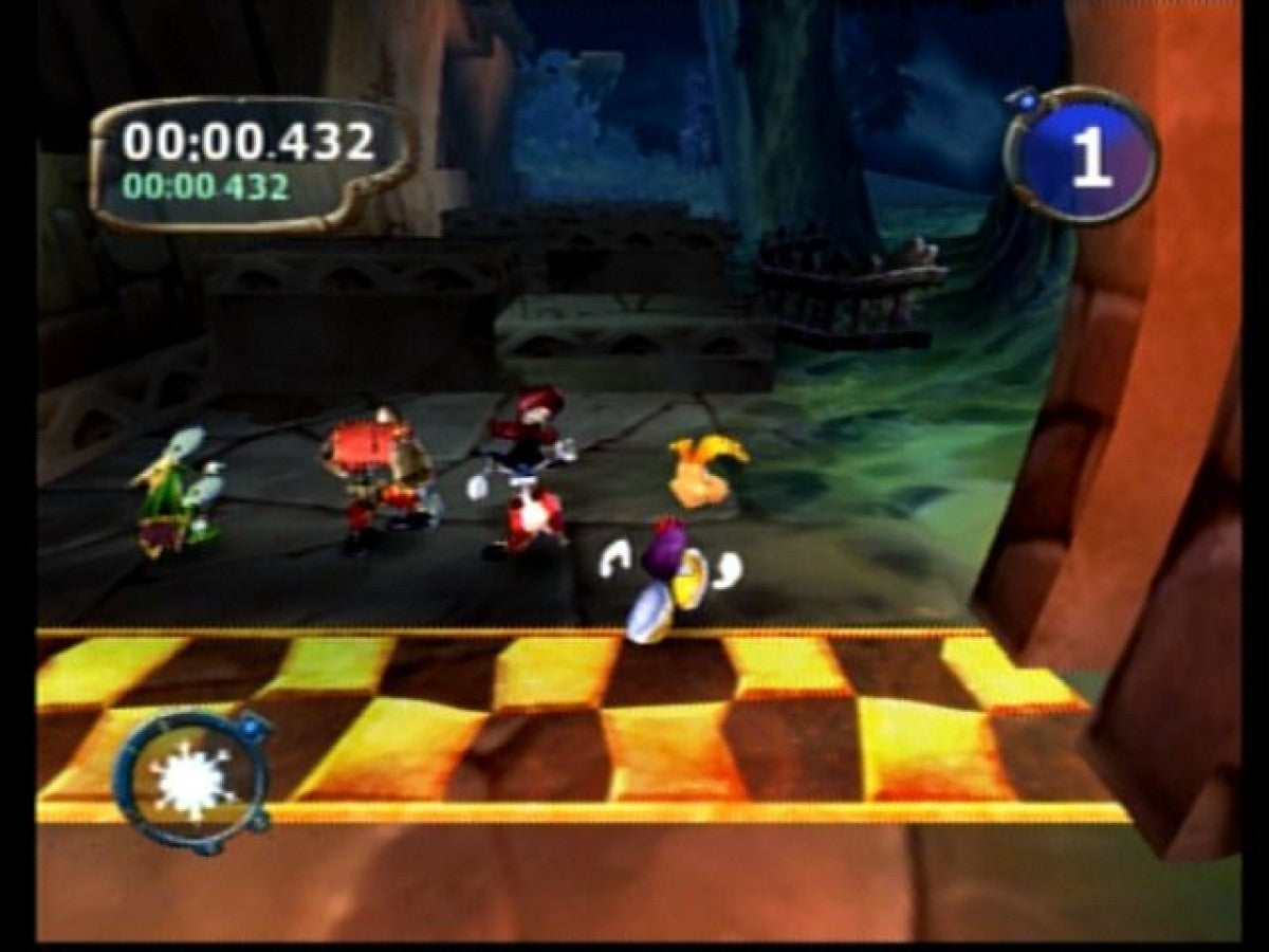 Rayman Arena – PlayStation 2 (PS2) video game gameplay, party platformer battle game.