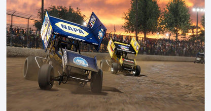 World of Outlaws: Dirt Racing gameplay for Xbox Series X (XSX) dirt track racing simulation video game
