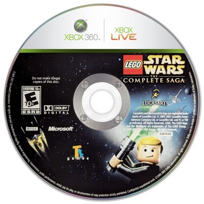 LEGO Star Wars The Complete Saga game featuring action adventure gameplay with LEGO style humor covering Episodes I through VI with character switching puzzle solving cooperative multiplayer and exploration across iconic Star Wars locations disc  