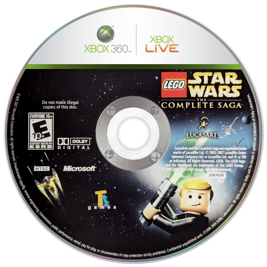 LEGO Star Wars The Complete Saga game featuring action adventure gameplay with LEGO style humor covering Episodes I through VI with character switching puzzle solving cooperative multiplayer and exploration across iconic Star Wars locations disc  
