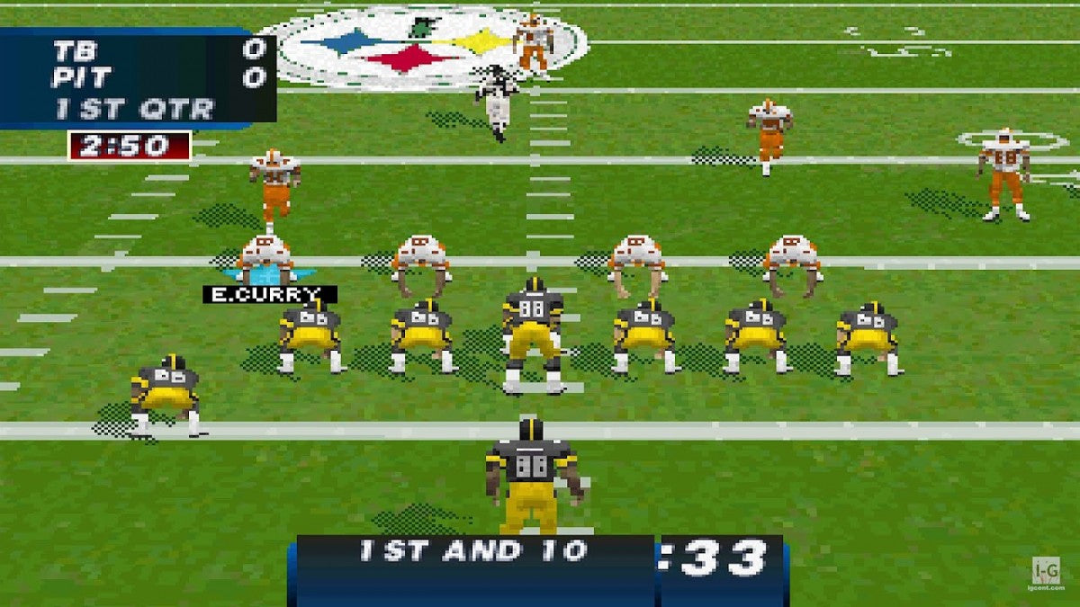 Madden NFL 97 Sega Saturn video game, football sports simulation, classic Madden gameplay, retro Sega console title gameplay screenshot