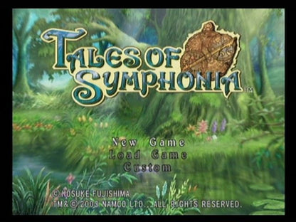 Tales of Symphonia start sceen for Nintendo GameCube (GC) fantasy JRPG adventure video game