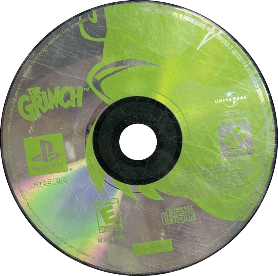 The Grinch PlayStation 1 PS1 platformer action-adventure video game based on the 2000 live-action film starring Jim Carrey stealing Christmas from Whoville exploring Whoville disc