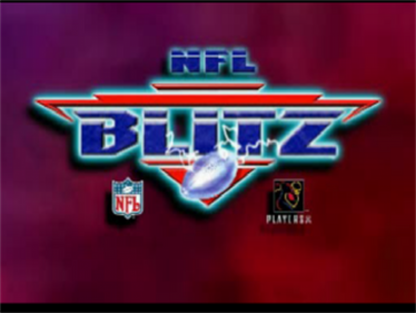 NFL Blitz arcade-style football video game for the original Sony PlayStation (PS1), featuring fast-paced American football action, hard-hitting tackles, powerful plays, exaggerated gameplay, quick matches, and intense multiplayer competition based on the popular NFL Blitz arcade series title screen