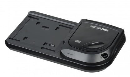 Sega CD Model 2 add on for the Sega Sega Genesis compact disc based gaming expansion improved hardware full motion video CD audio enhanced games side loading design retro gaming hardware accessory 1990s console technology view of model 2 sega cd system