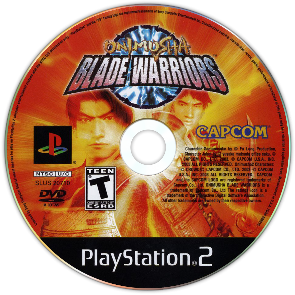 Onimusha: Blade Warriors – PlayStation 2 (PS2) video game disc, 3D fighting action game.