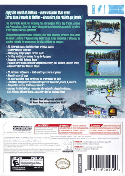 Ski and Shoot – Nintendo Wii (Wii) biathlon skiing shooting sports simulation video game back of case