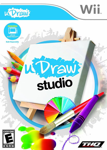 uDraw Studio cover art for Nintendo Wii (Wii) featuring creative drawing and painting with the uDraw GameTablet, offering tools and artistic effects