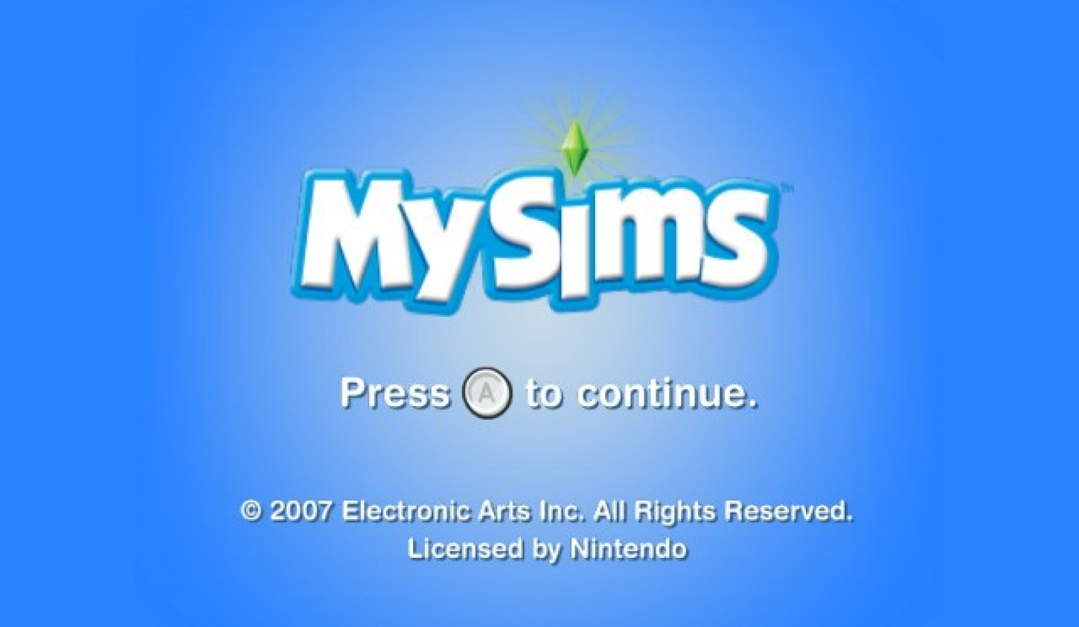 MySims – Nintendo Wii (Wii) life simulation creative adventure video game title screen