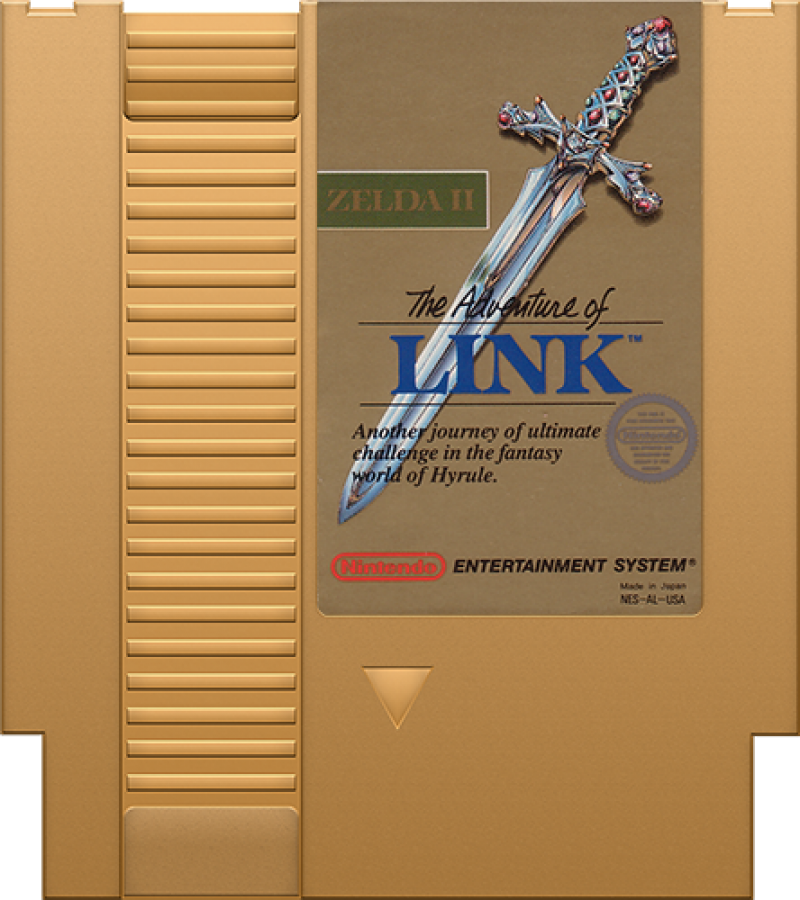 The Legend of Zelda II: Adventure of Link Gold Cartridge for Nintendo Entertainment System (NES) retro video game