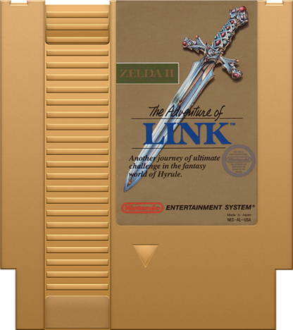 The Legend of Zelda II: Adventure of Link Gold Cartridge for Nintendo Entertainment System (NES) retro video game
