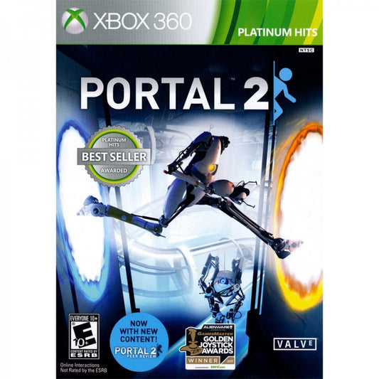 Portal 2 Platinum Hits for Xbox 360 puzzle platform video game featuring mind bending portal mechanics cooperative multiplayer witty humor and acclaimed Valve science fiction experience cover