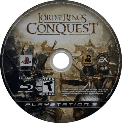 The Lord of the Rings Conquest PlayStation 3 PS3 video game featuring action combat gameplay based on The Lord of the Rings epic battles Middle earth exploration playable heroes and villains melee ranged and magic combat multiplayer action fantasy adventure PlayStation 3 retro video game collection collectible gaming appeal game disc