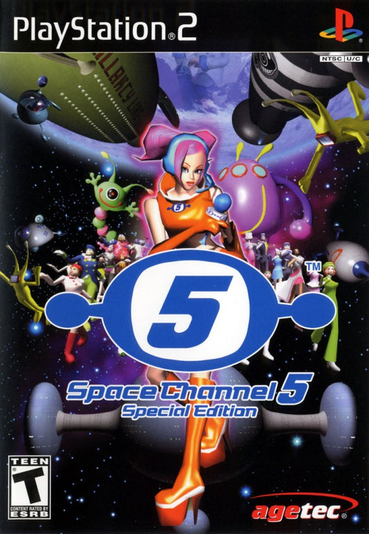 Space Channel 5 Special Edition PlayStation 2 PS2 for rhythm action video game fans featuring musical dance battles stylish retro futuristic visuals Ulala adventure timing based gameplay colorful characters catchy soundtrack Sega classic arcade inspired entertainment collectible gaming appeal cover art