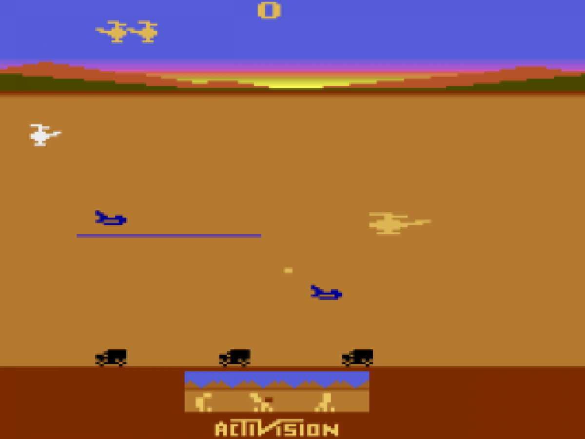 Chopper Command gameplay art for Atari 2600 video game
