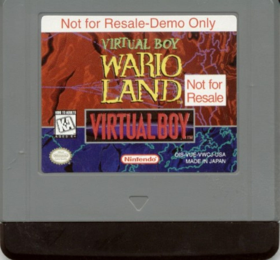 Wario Land Virtual Boy VB video game featuring Wario platforming adventure gameplay stereoscopic 3D environments enemy battles treasure collecting challenging levels hidden secrets classic Nintendo Virtual Boy gameplay retro video game collection collectible gaming appeal game cartridge