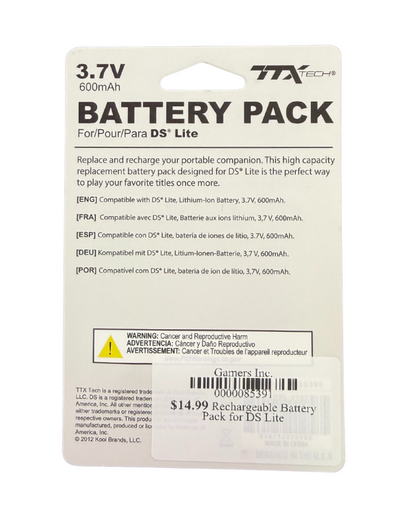 TTX Tech rechargeable battery pack for DS Lite accessory for Nintendo DS DS