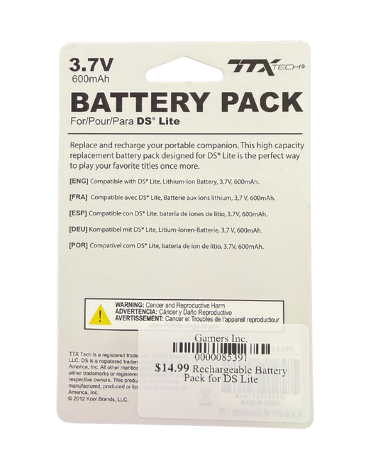 TTX Tech rechargeable battery pack for DS Lite accessory for Nintendo DS DS