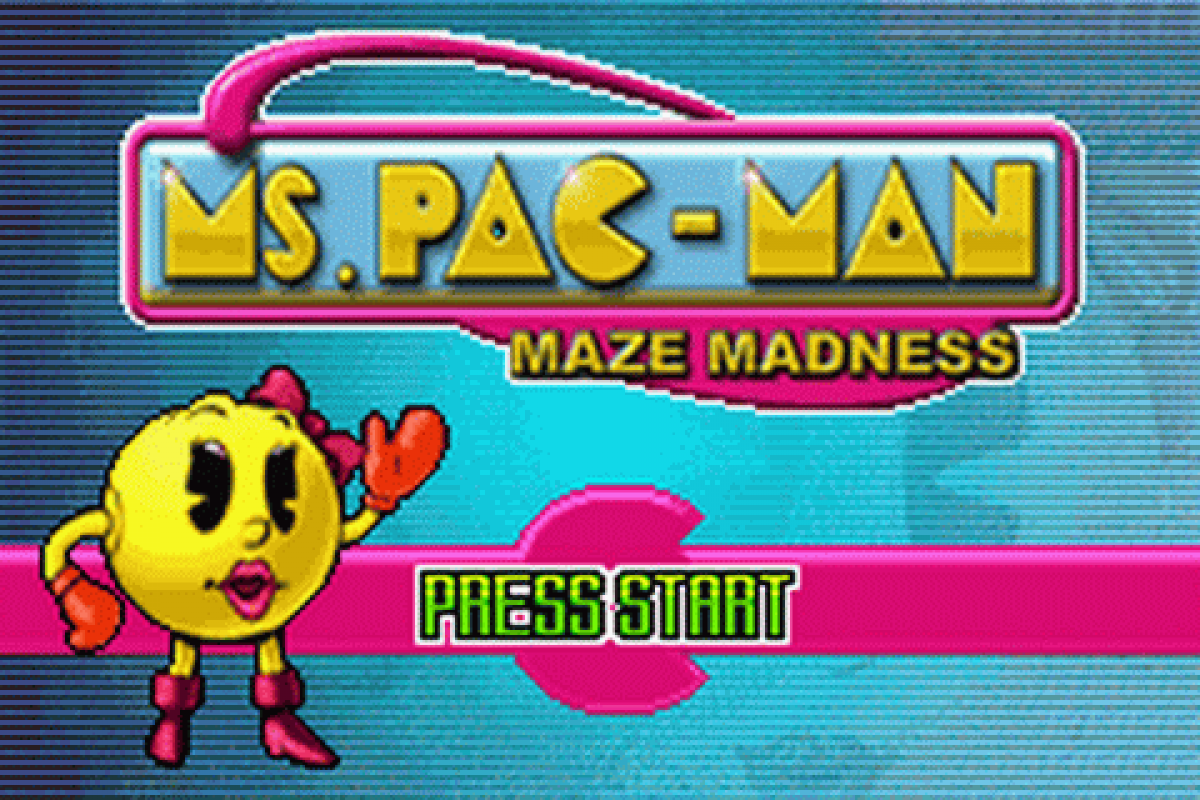 Ms. Pac-Man: Maze Madness start menu for Game Boy Advance (GBA) video game