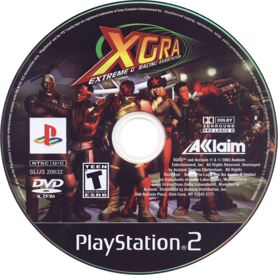XGRA: Extreme G Racing Association – PlayStation 2 (PS2) video game disc, futuristic racing.
