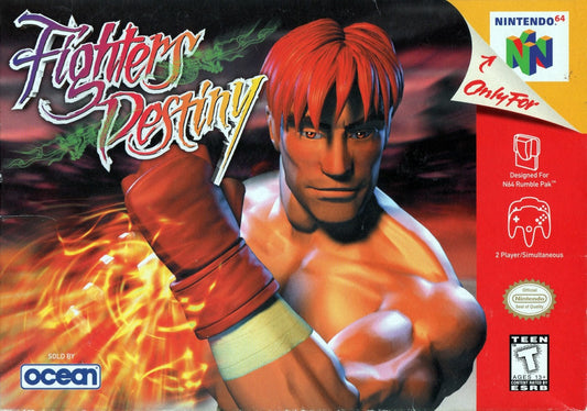 Fighters Destiny Nintendo 64 N64 video game featuring 3D fighting gameplay martial arts combat competitive matches strategic fighting mechanics special moves character battles arena action and classic 64 bit Nintendo gameplay retro video game collection collectible gaming appeal front cover art