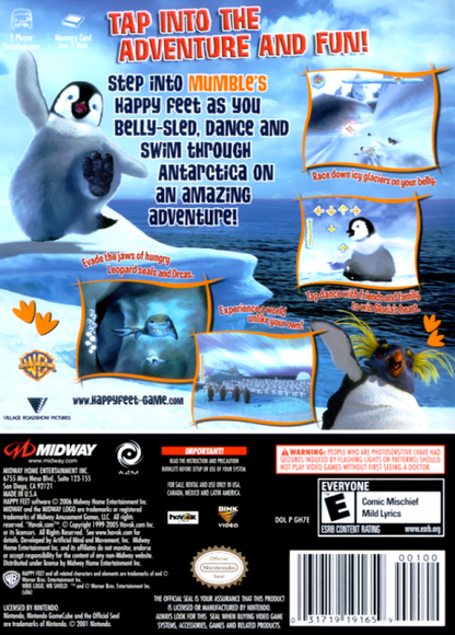 Happy Feet back of case for GameCube (GC) musical adventure platformer video game