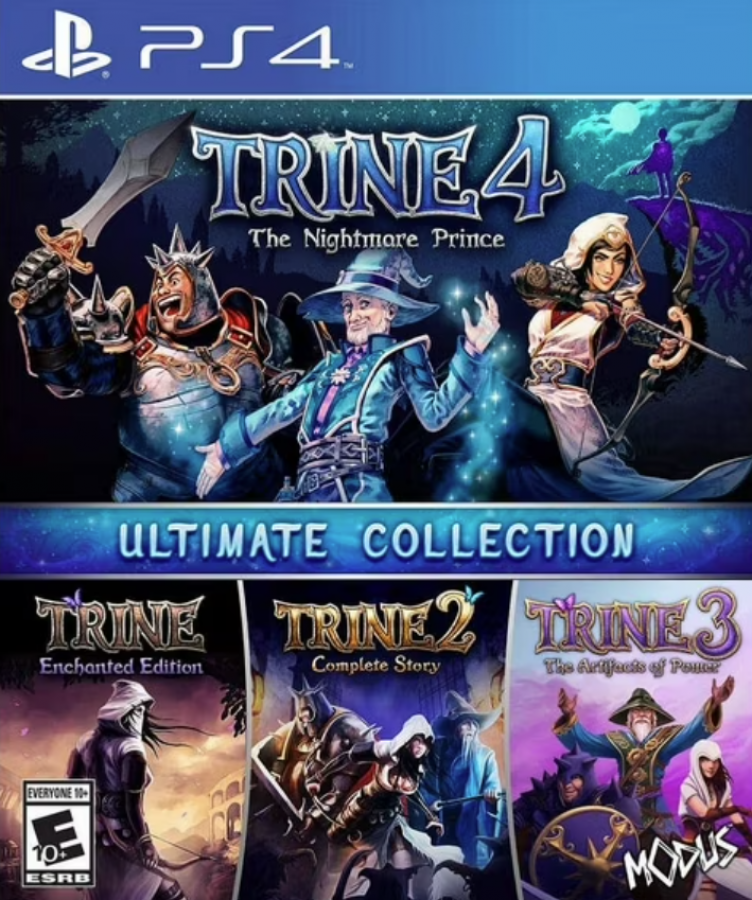 Trine: Ultimate Collection – PlayStation 4 (PS4) video game cover image, fantasy puzzle-platformer adventure game.