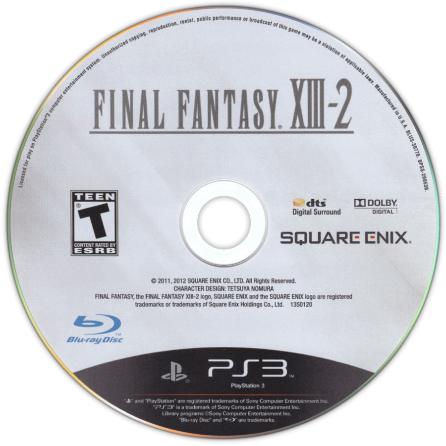 Final Fantasy XIII-2 disc for PlayStation 3 (PS3) video game
