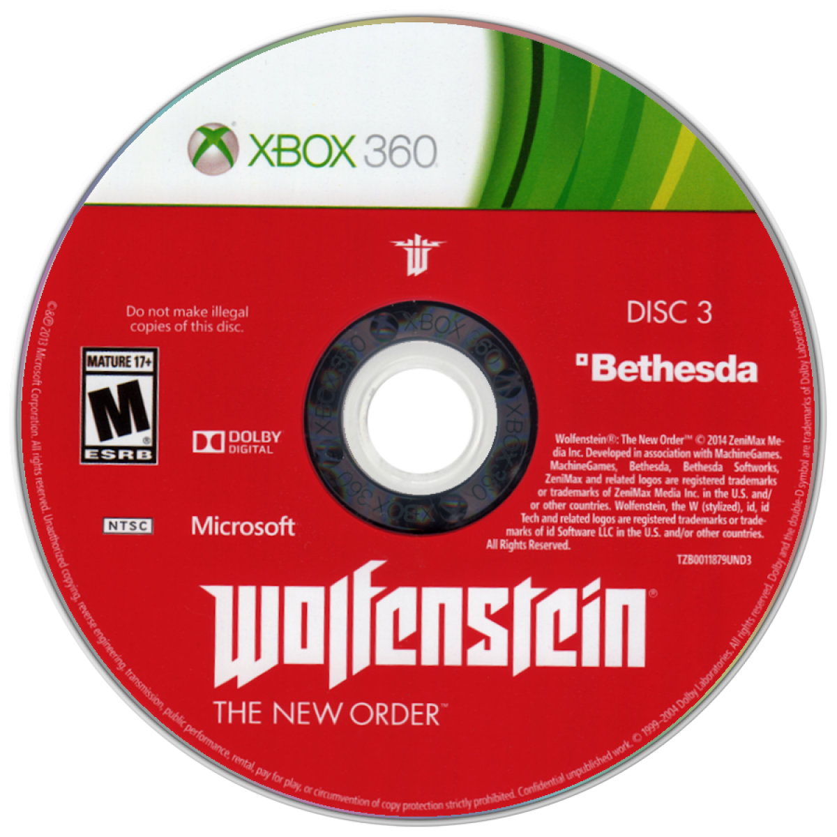 Retro Wolfenstein The New Order Xbox 360 inspired design featuring alternate history first person shooter aesthetic vintage HD era resistance warfare Nazi occupied dystopia intense gunplay cinematic action stealth shooter atmosphere nostalgic Bethesda FPS presentation disc 3
