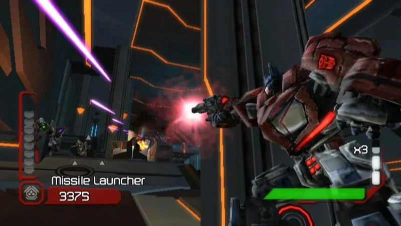 Transformers: Cybertron Adventures gameplay for Nintendo Wii (Wii) featuring rail‑shooter combat with Autobots and Decepticons, cinematic missions, and battles set on Cybertron.