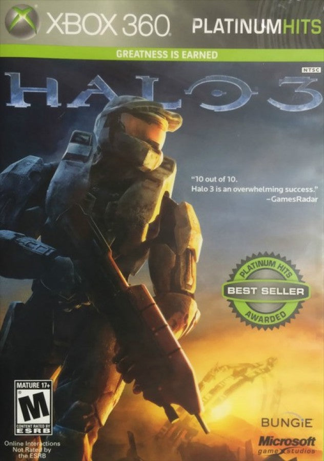 Halo 3 [Platinum Hits] cover art for Xbox 360 (X360) sci-fi first-person shooter video game