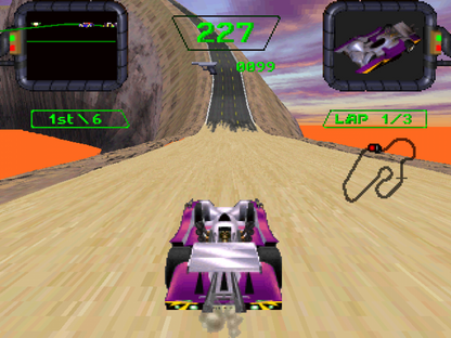 Crash ’n Burn gameplay for Panasonic 3DO (3DO) futuristic vehicular combat racing video game