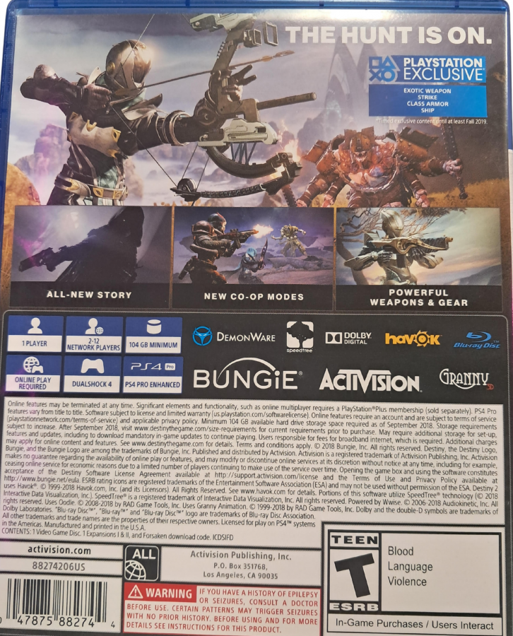 Destiny 2 Forsaken PS4 inspired design featuring sci fi action shooter aesthetic powerful Guardians legendary loot hunting expansive galaxy exploration intense cooperative missions cinematic space fantasy combat epic adventure presentation back cover