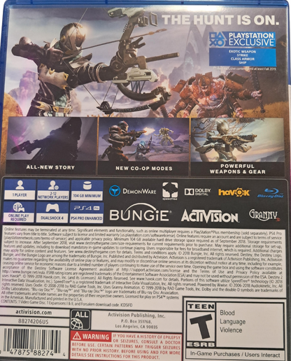 Destiny 2 Forsaken PS4 inspired design featuring sci fi action shooter aesthetic powerful Guardians legendary loot hunting expansive galaxy exploration intense cooperative missions cinematic space fantasy combat epic adventure presentation back cover